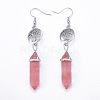 Pointed Bullet Natural & Synthetic Mixed Gemstone Dangle Earrings EJEW-K084-B-5
