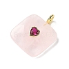 Natural Rose Quartz Faceted Pendants G-C274-03J-2