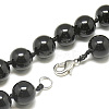 Natural Dyed & Heated Black Agate Beaded Necklaces NJEW-S405-02-2