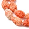 Synthetic Coral Dyed Carved Beads Strands SH-CBAE713-01A-2