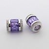 Brass Cubic Zirconia Barrel Beads ZIRC-N002-37F-1