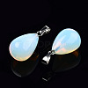 Opalite Stone Pendants with Platinum Plated Iron Findings G-R252-08-3