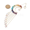 Glass Star & Natural Pearl Pendant Decoration HJEW-JM01183-02-2