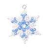 Glass Seed Beaded Snowflake Pendants PALLOY-MZ00890-01-1