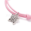 Flower Enamel Beaded Cord Bracelet with Butterfly Charm BJEW-JB07677-6