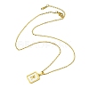 Ion Plating(IP) Rectangle with Initial Letter 304 Stainless Steel Pendant Necklace NJEW-R265-04G-R-3