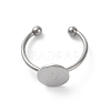 Non-Tarnish Adjustable 304 Stainless Steel Finger Rings Components STAS-K278-04C-P-2