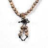 Wrap Style Buddhist Jewelry Camphorwood Round Beaded Bracelets or Necklaces BJEW-R281-37-4