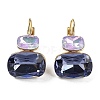 Glass Rectangle Leverback Earrings EJEW-P245-01G-2
