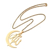 201 Stainless Steel Moon & Arabic Pendants Box Chain Necklaces for Women Men NJEW-R013-02G-4