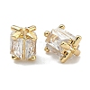 Brass Micro Pave Clear Cubic Zirconia Beads KK-D229-19G-1