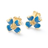 Brass Enamel Stud Earrings EJEW-J101-22G-03-1
