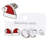 3 Pairs 3 Styles Christmas 304 Stainless Steel Hoop & Studs Earrings Set for Women EJEW-K279-12D-P-1