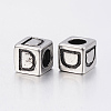 304 Stainless Steel Large Hole Letter European Beads STAS-H428-01AS-D-2