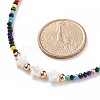 Shell Star & Glass Beaded Necklace for Women NJEW-JN03910-03-5
