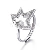 Rhodium Plated 925 Sterling Silver Finger Ring Components STER-F048-03P-1