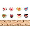 8Pcs 8 Colors Painted Glass Beads Bumpy Beads Heart LAMP-FS0001-50-5