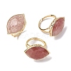 Horse Eye Natural Strawberry Quartz Cuff Rings RJEW-M076-04G-04-2