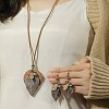 Bohemian Style Leaf Alloy & Wood Pendant Necklaces & Dangle Earrings Sets WG5D754-01-4