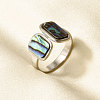 304 Stainless Steel with Natural Shell Cuff Open Rings for Women US1976-2-1