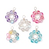 Frosted Dyed Synthetic Moonstone Round Beaded Pendants PALLOY-JF03469-1