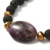 Natural Lava Rock & Oval Mixed Stone Beads Stretch Bracelet BJEW-JB07077-3