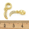 Rack Plating Brass Pave Clear Cubic Zirconia Moon European Dangle Charms KK-Z067-45G-3