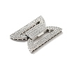 Brass Micro Pave Clear Cubic Zirconia Fold Over Clasps KK-G414-07P-3
