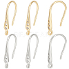 Beebeecraft 16Pcs 2 Colors Brass Micro Pave Clear Cubic Zirconia Earring Hooks KK-BBC0008-07-1