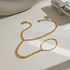 304 Stainless Steel 2-Strand Hand Chain Ring Bracelets with Round Ball for Women HZ7665-2