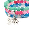 3Pcs Natural Weathered Agate(Dyed) Beaded Bracelets Set BJEW-JB07665-4