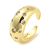 Brass Micro Pave Cubic Zirconia Open Cuff Ring RJEW-C033-15G-1