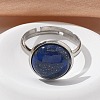 Half Round Natural Lapis Lazuli Finger Rings X-RJEW-M062-01P-04-4