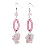 Natural Rose Quartz Beads Dangle Earring Sets EJEW-JE03360-03-2