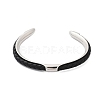 304 Stainless Steel Microfiber Leather Cord Cuff Bangles BJEW-D304-14P-01-2