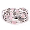 Bohemian Multi-Layered Natural Rose Quartz Wrap Bracelet Women's Jewelry MV3343-9-1