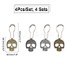 CHGCRAFT 4 Sets Skull Shower Curtain Hooks DIY-CA0005-39-2