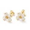 Brass Enamel Stud Earrings EJEW-J101-22G-01-1