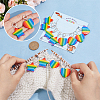 12Pcs 2 Style Striped Plastic Rainbow Heart & Star Charm Locking Stitch Markers HJEW-PH01681-3