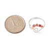 Natural Mixed Gemstone Beaded Heart Open Cuff Ring RJEW-JR00567-5