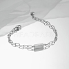 Natural Howlite Cube Link Bracelet with Stainless Steel Chains EY9385-2-1