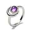Natural Amethyst Adjustable Rings RJEW-K269-09P-09-2