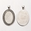 Tibetan Style Alloy Oval Pendant Cabochon Settings PALLOY-J494-25AS-1