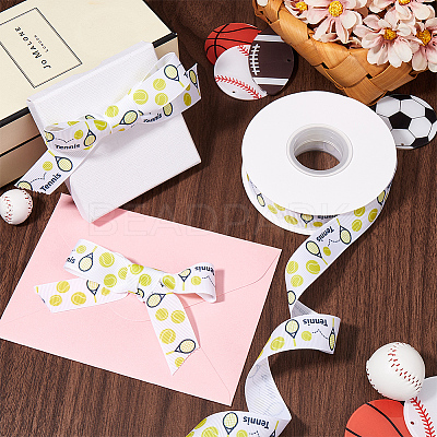 25 Yards Sport Ball Theme Printed Polyester Grosgrain Ribbon OCOR-WH20002-03A-04-1