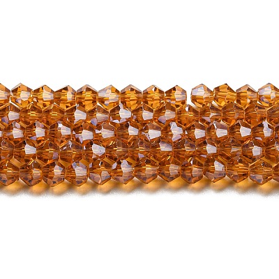 Transparent Electroplate Glass Beads Strands GLAA-F029-4mm-C28-1