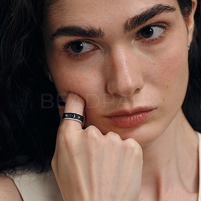 2Pcs 2 Colors Stainless Steel Finger Rings for Women Men RJEW-GO0001-01-1