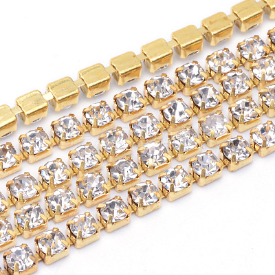Brass Rhinestone Strass Chains CHC-T003-SS14-01C-1