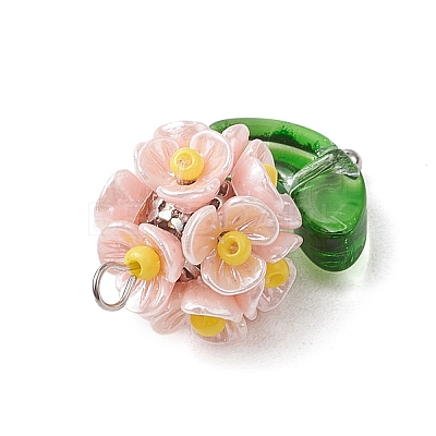 Glass Seed Beaded Flower Pendants PALLOY-MZ00521-01-1