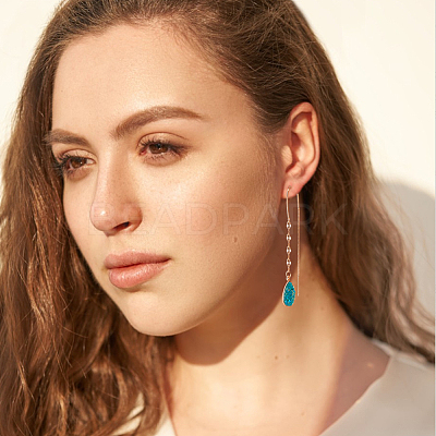 6 Pairs 6 Colors Resin Teardrop Dangle Earrings EJEW-AN0001-21-1