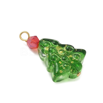 Christmas Tree Dyed & Heated Glass Pendants PALLOY-JF04392-1